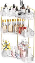 GTI 3-Tier Corner Bathroom Counter Organizer, Large Capacity Makeup Organizer Countertop, Perfume Cosmetics Skincare Vanity Organizers, Exquisite Countertop Storage for Women (Clear)