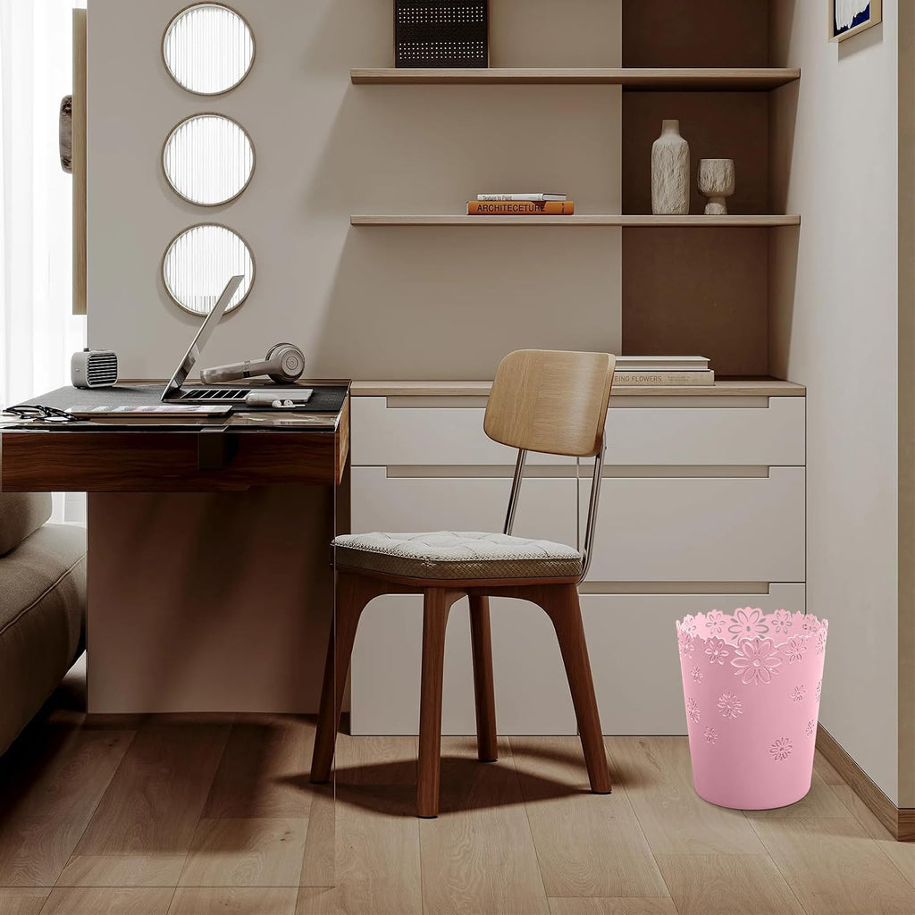 Small Pink Trash Can Wastebasket 2.6 Gallon Bathroom Garbage Can