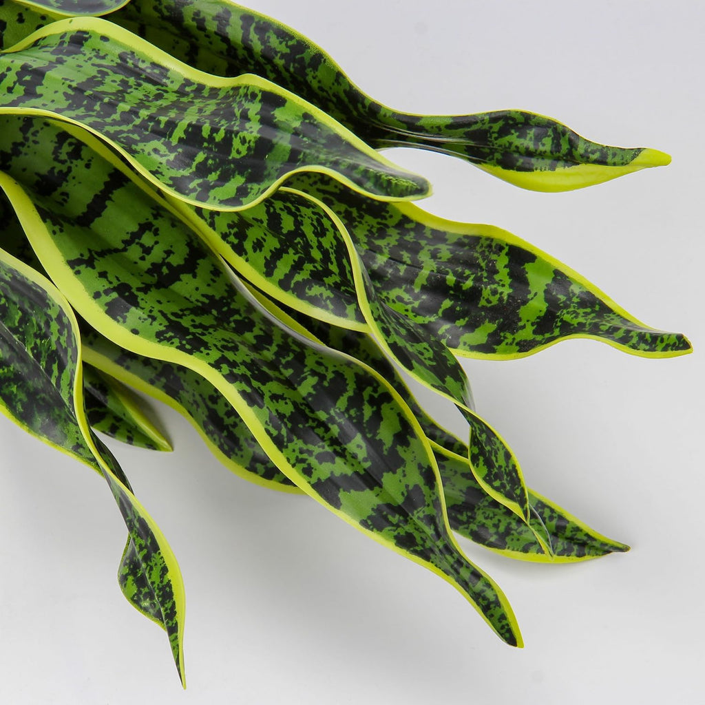 Hollyone Artificial Snake Plant Potted Faux Sansevieria Trifasciata Plants, 16.5" Tropical Fake Snake Plants in White Pots for Home Office Room Indoor Decor Housewarming Gifts