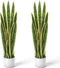 Crowye 2 Pack 3.17 ft Tall Artificial Snake Plant Fake Sansevieria Plant Large Faux Snake Bulk in Pot for Home Office Housewarming Gift