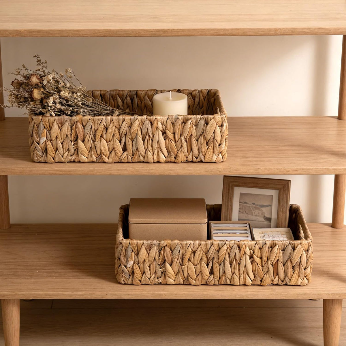 Toilet Paper Storage Basket for Bathroom Wicker Toilet Tank Basket Set of 2