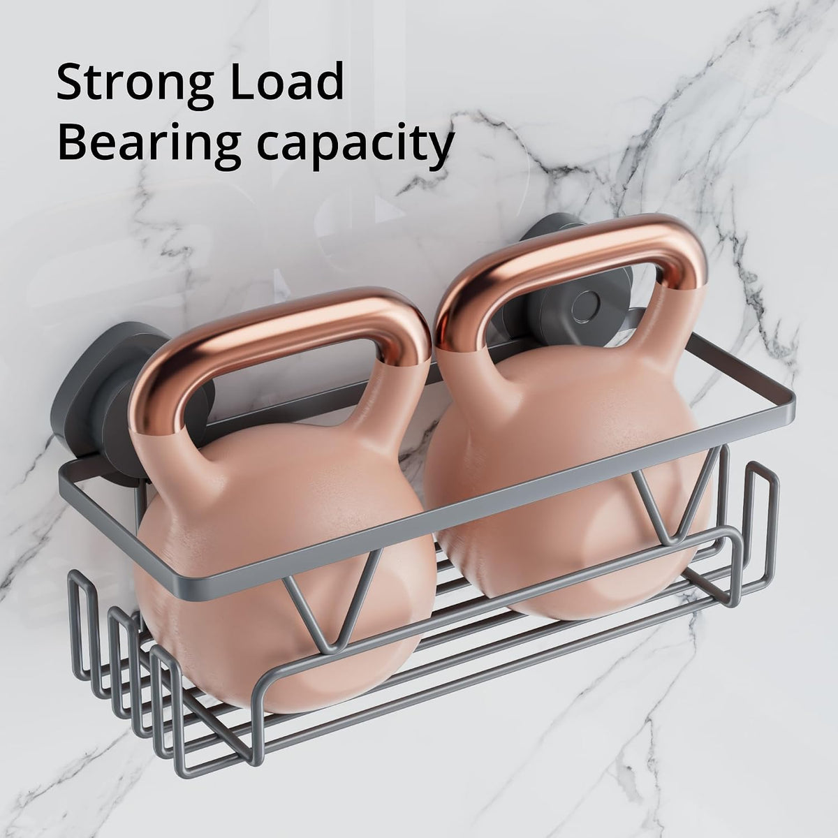 KEGII Suction Cup Shower Caddy 3 Pack, Bathroom Rack Organizer, Gray