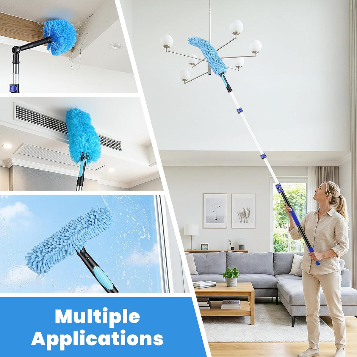 25ft High Reach Extendable Duster Kit with 4.5-18ft Extension Pole