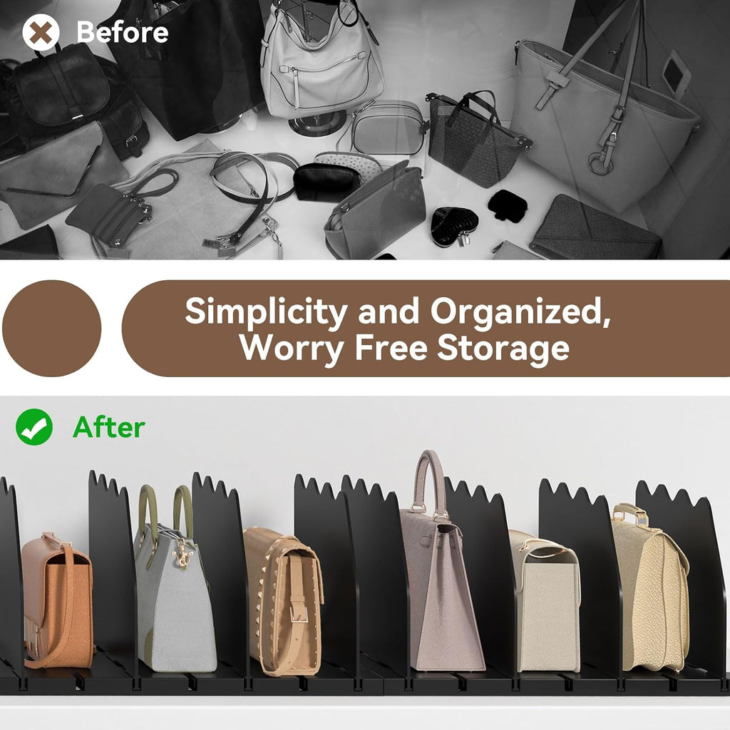 SOYO Adjustable Shelf Dividers for Closet, Purse Organizers for Bag, Black