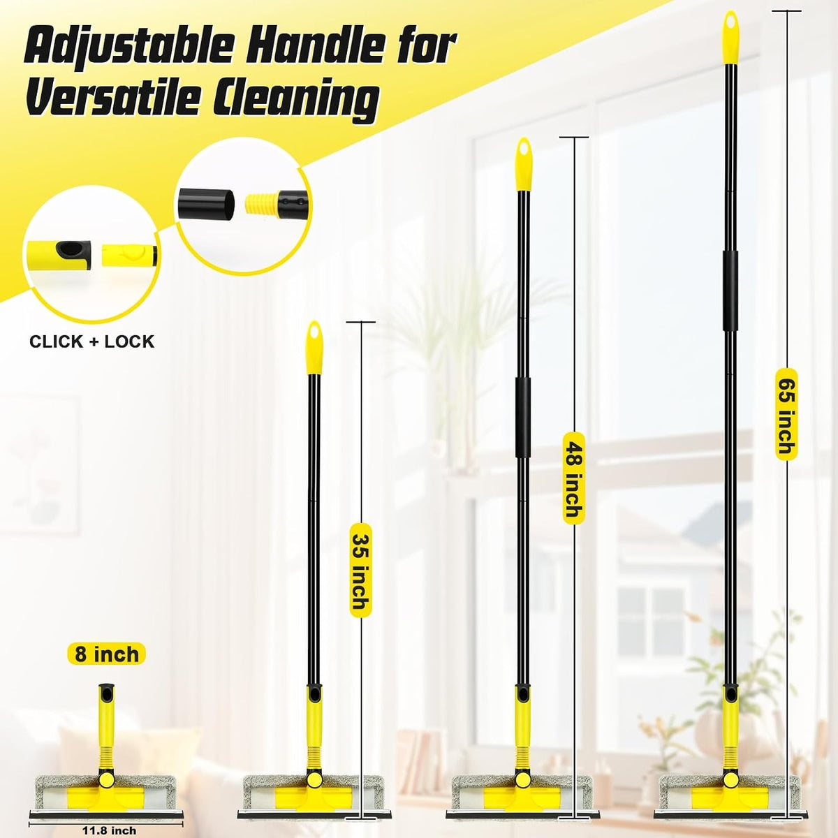 Professional Window Squeegee with 60" Extension Pole for Home