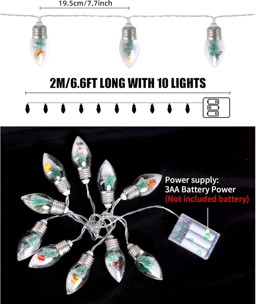 Neioaas 6FT Christmas Tree String Light -10 LED Vintage Xmas Bubble Lights