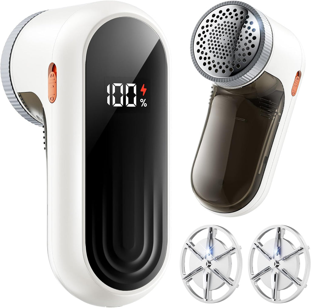POPCHOSE Fabric Shaver, Rechargeable 6-Blade Lint Remover with LED Display