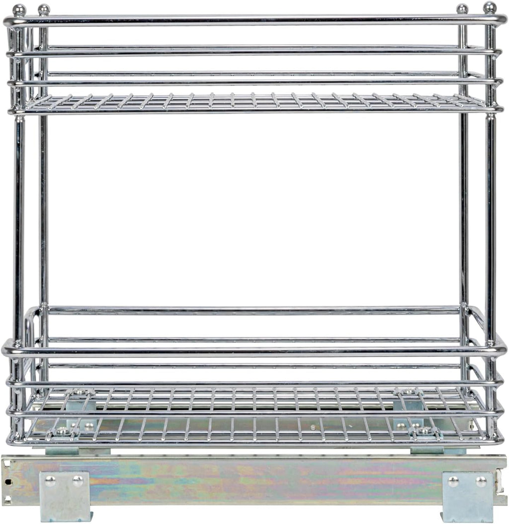 Household Essentials Glidez Chrome-Plated Steel 2-Tier Sliding Under Sink Cabinet Organizer, Chrome