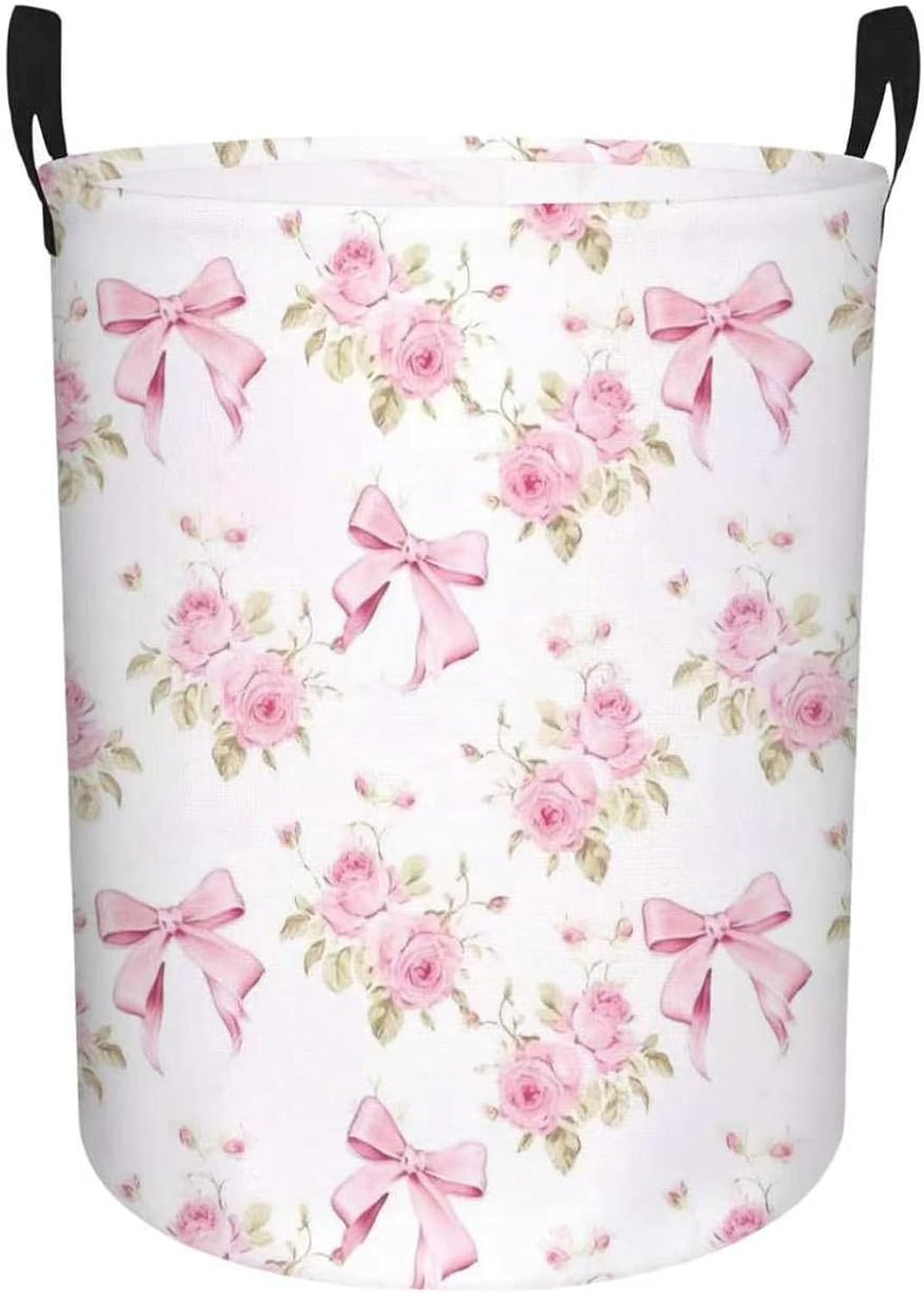 Baby Girl Laundry Basket Kids Nursery Gift Hamper Bow Room Deco (Pink Flower Bowknot)