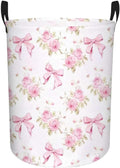 Baby Girl Laundry Basket Kids Nursery Gift Hamper Bow Room Deco (Pink Flower Bowknot)