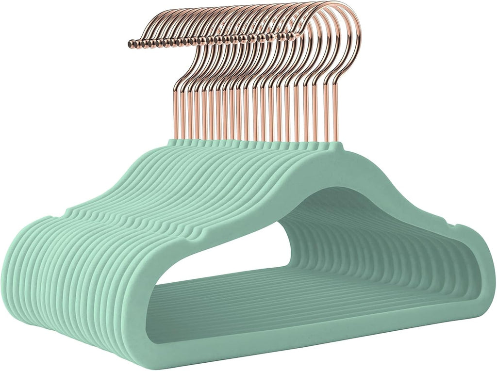 Baby Hangers 11.4 Inch 50 Pack Velvet Kid Hangers (Teal)