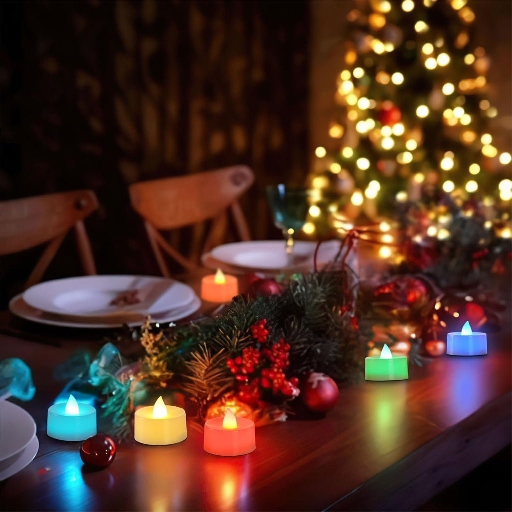 BEICHI 12Pack Color Changing LED Tea Lights,200+ Hours Life,White Body