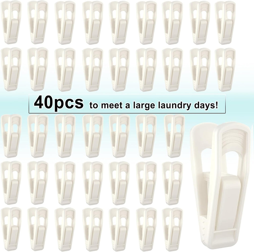 TOFIIGREM Hanger Clips for Velvet Hangers (Beige, 40 PCS), Non-Slip Plastic Clips Pant Skirt Hanger Clips for Flocking Hangers
