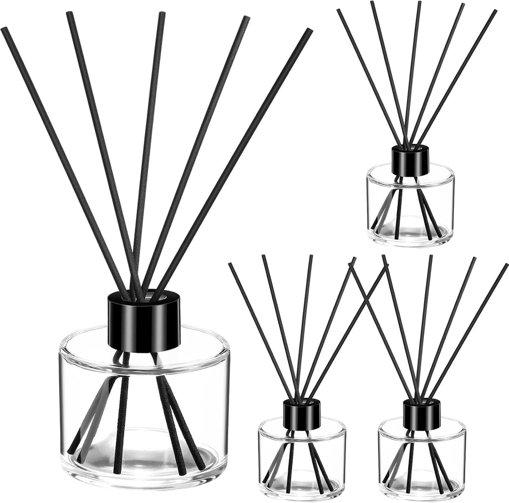 Chunful 4 Set Reed Diffuser Bottles, 100ml Glass Jars with Stick, Clear
