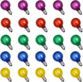 25 Pack G40 LED Multicolor Christmas Replacement Light Bulbs, 1 Watt E12/C7 Candelabra Base Plastic Shatterproof LED Globe Edison Bulbs for Indoor Outdoor Patio String Lights, Frosted Colored