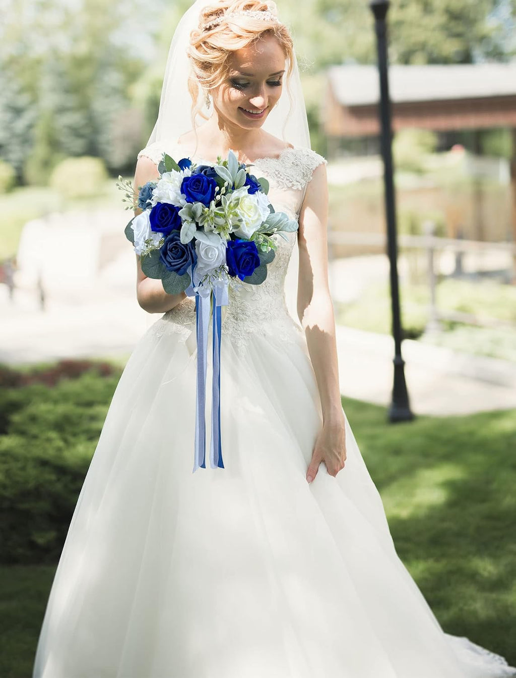 CherishedMoments Navy Blue Bridal Bouquet,12.3Inch,Seaside Wedding Bouquets