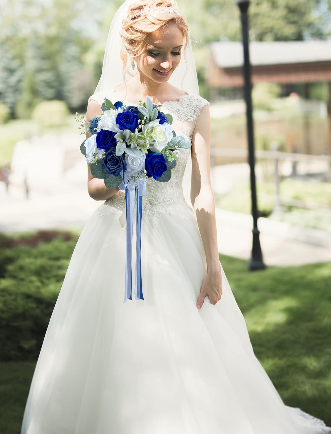 CherishedMoments Navy Blue Bridal Bouquet,12.3Inch,Seaside Wedding Bouquets