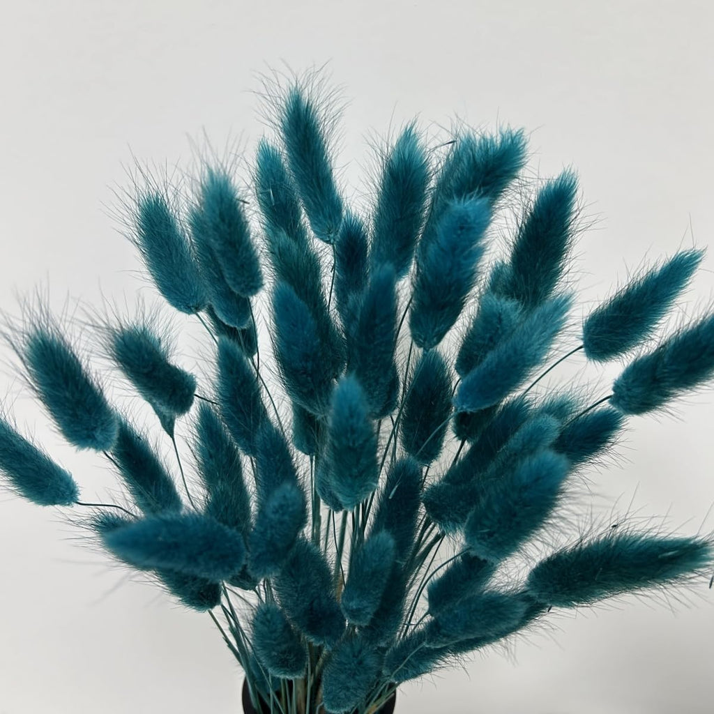 120pcs Bunny Tails Dried Flowers Pampas Grass Bouquet, Teal, 17 inch