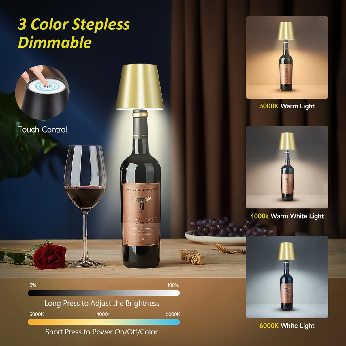 2025 New Wireless Bottle Lamp - LED Bottle Lights for Liquor & Wine Bottles
