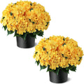 2 Sets Artificial Hydrangea Flower Topiary Ball Trees for Porch (Yellow)