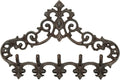 Sungmor Cast Iron Rustic Coat Hook Hanger with 5 Hooks - Practical Iron Storage Organizer/Wall Hooks Hanging Rack - Pretty Pattern Charming Wall Decor for Keys Clothes Hats