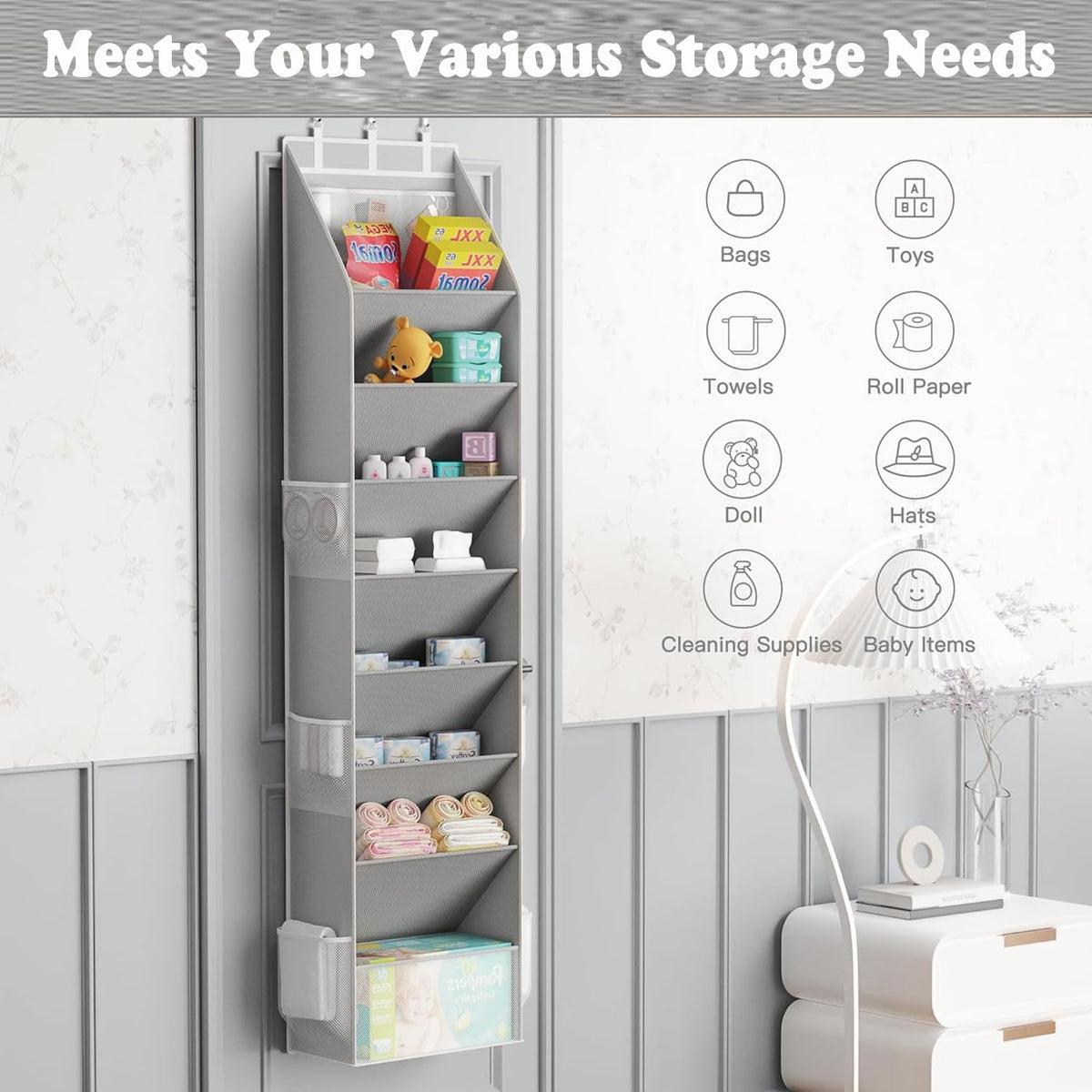 Coraltree Over the Door Shoe Organizer for Closet, Grey