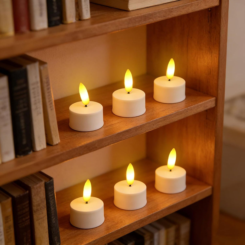Rechargeable Tea Lights with Remote Timer (6PCS-Charging Base not Included)
