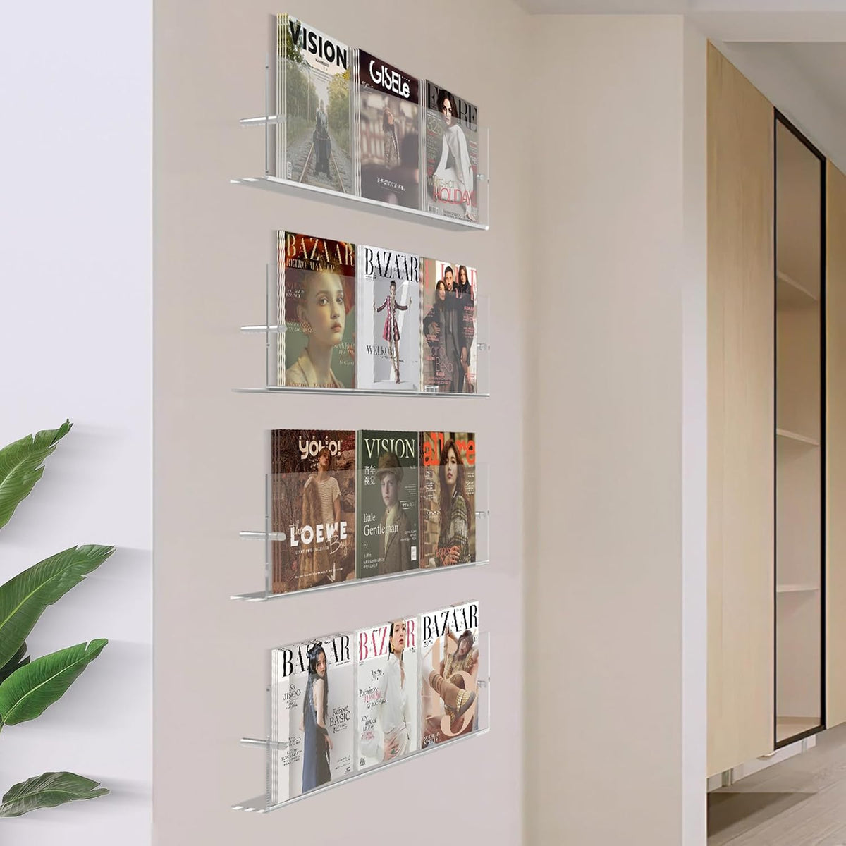DuvinDD 2 Pack Acrylic Magazine Holder Rack Wall Mount 24 inch