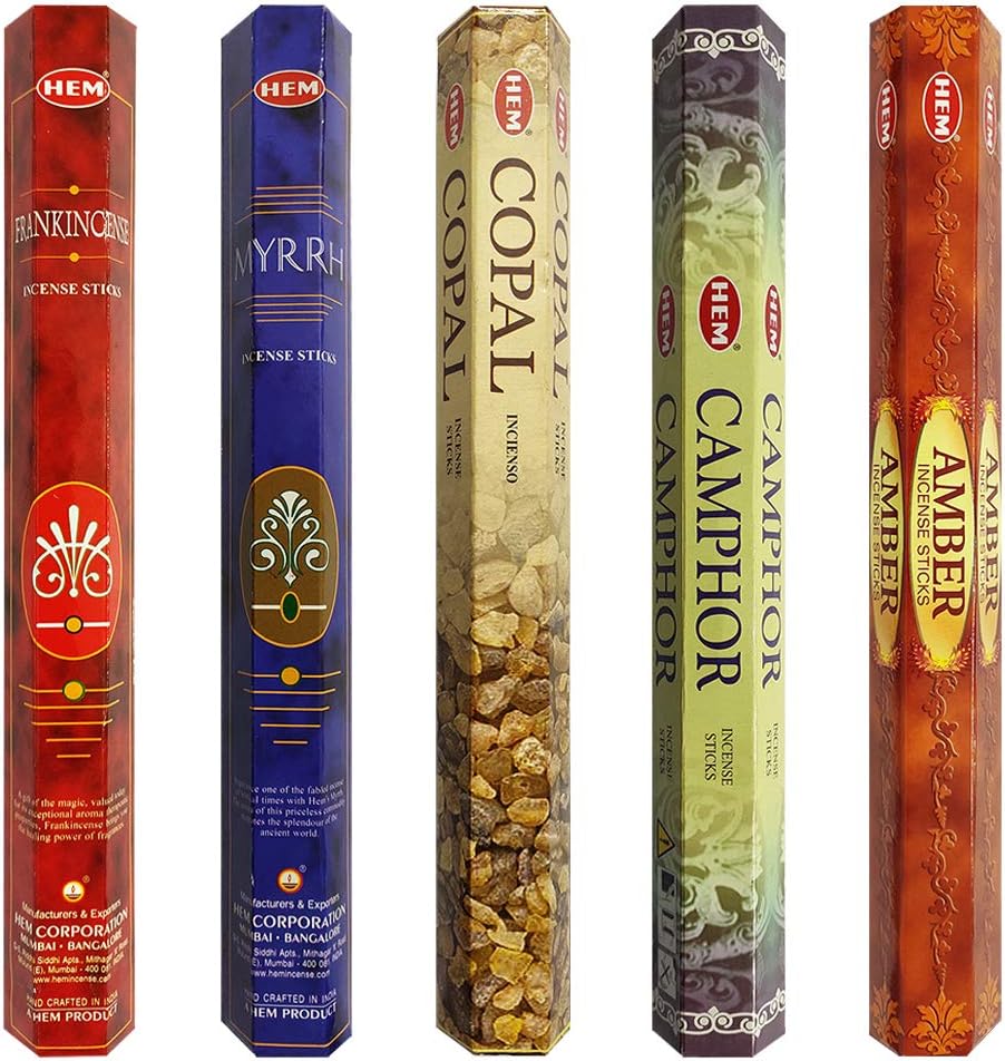 Hem Incense Sticks Variety Pack #4 and Incense Stick Holder Bundle with 5 Unique Based Fragrances