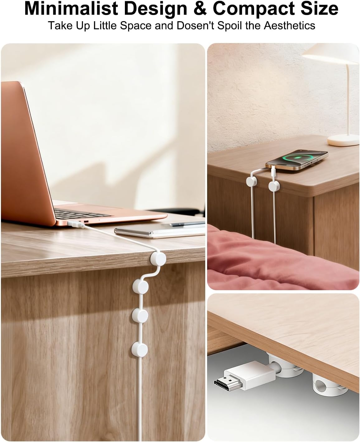 12 Pack Rotatable Spring Cable Management Cable Clips for Phone Charger