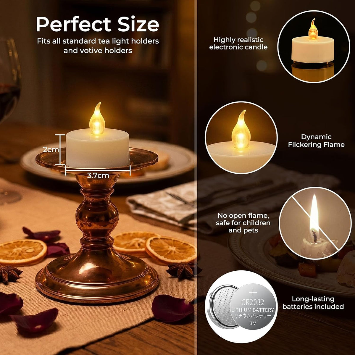 JOSU 24PCS Flameless Tea Lights Candles with Remote Timer, Led Battery Operated Electric Votive Candle for Wedding Centerpiece Table Decorations, Flickering Tealight Candles for Halloween Party Decor