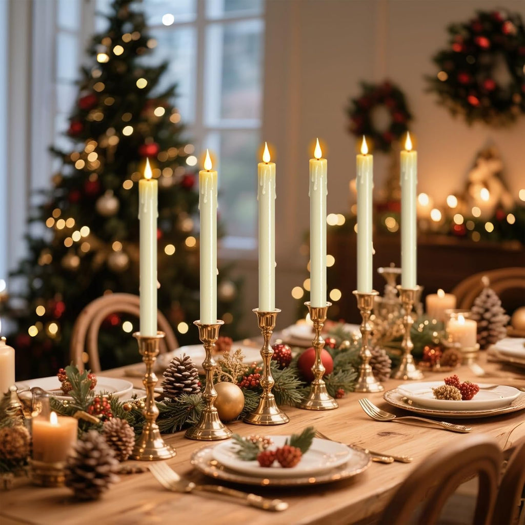 Eldnacele Ivory Christmas Flameless Window Candles with Remote and Timer
