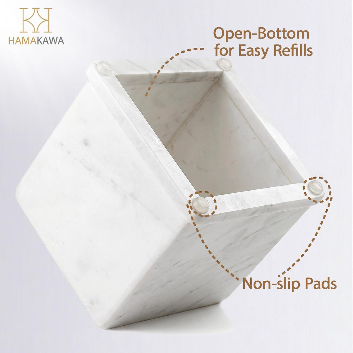 Natural Marble Tissue Box Cover, Volakas White Tissue Box Holder