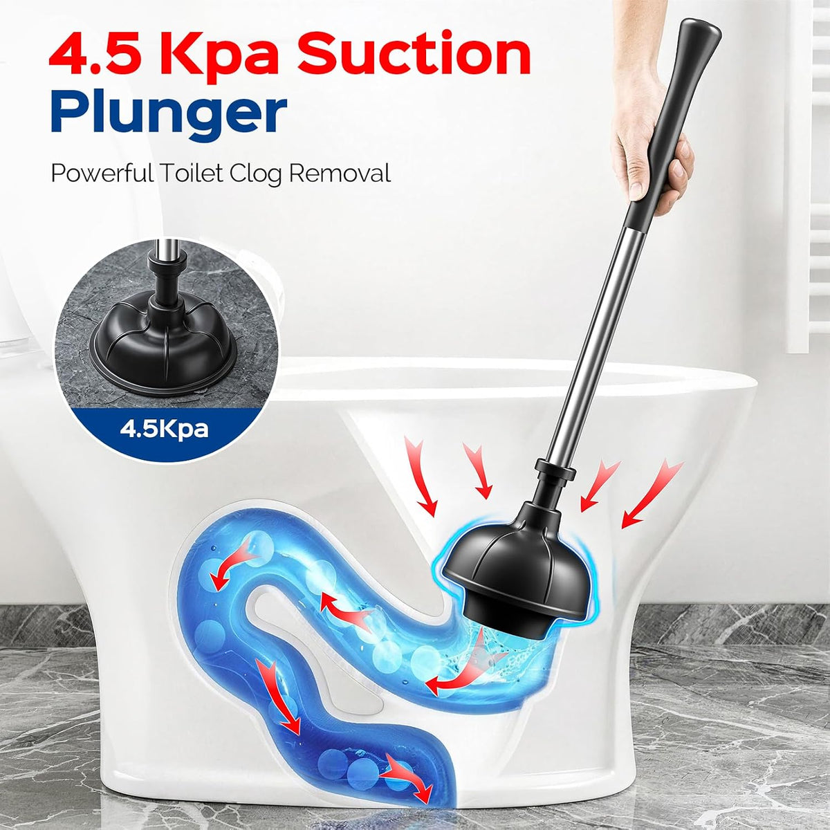 HAMITOR Toilet Bowl Brush and Plunger Set: 2-in-1 Hidden Holder