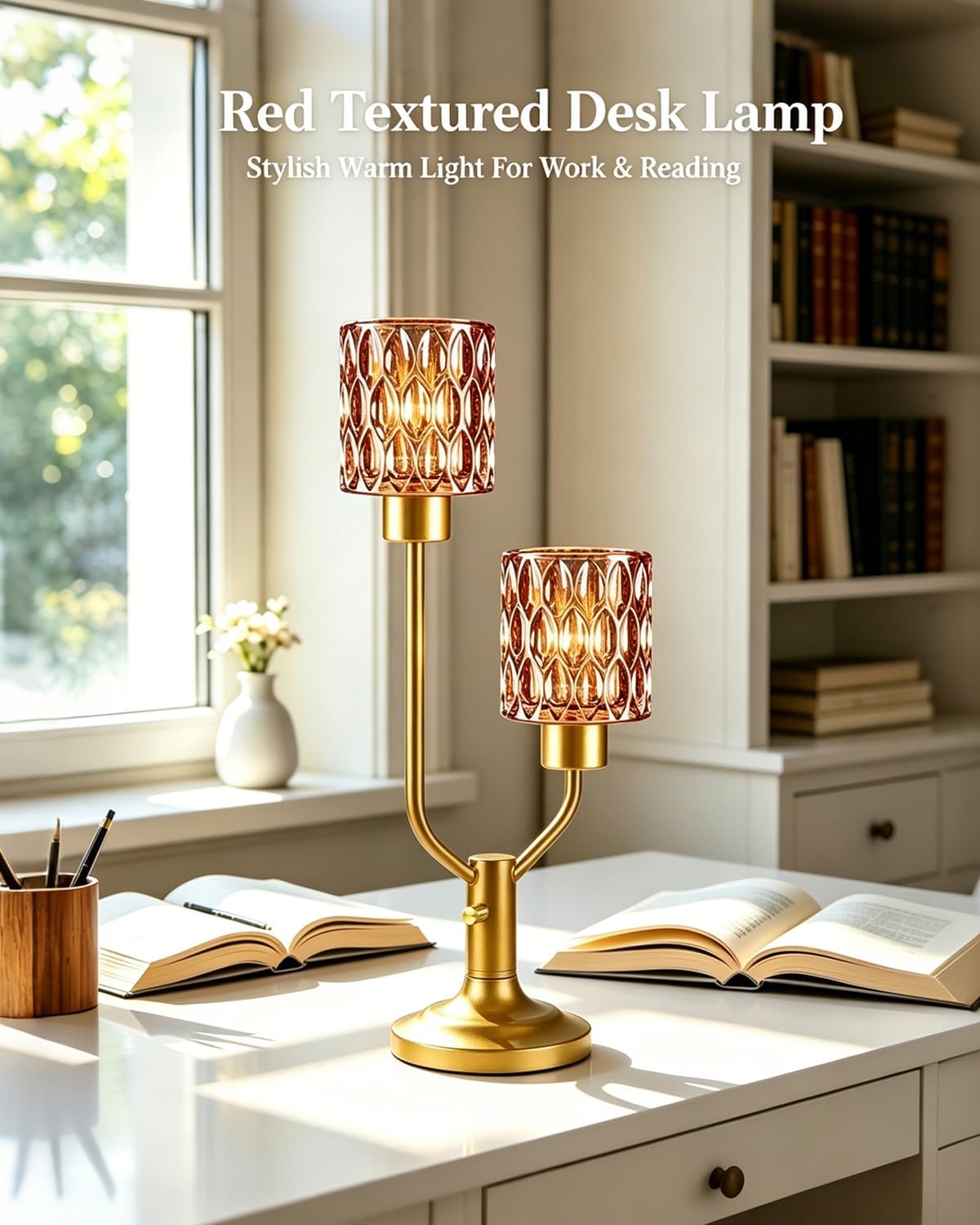 Lightdot Mid Century Modern Table LampVintage Lamp Red Glass Gift Dimmable