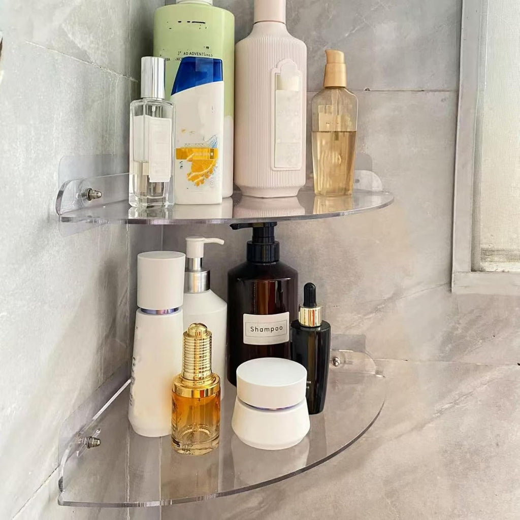 Adhesive Acrylic Corner Shower Caddy 2 Pcs