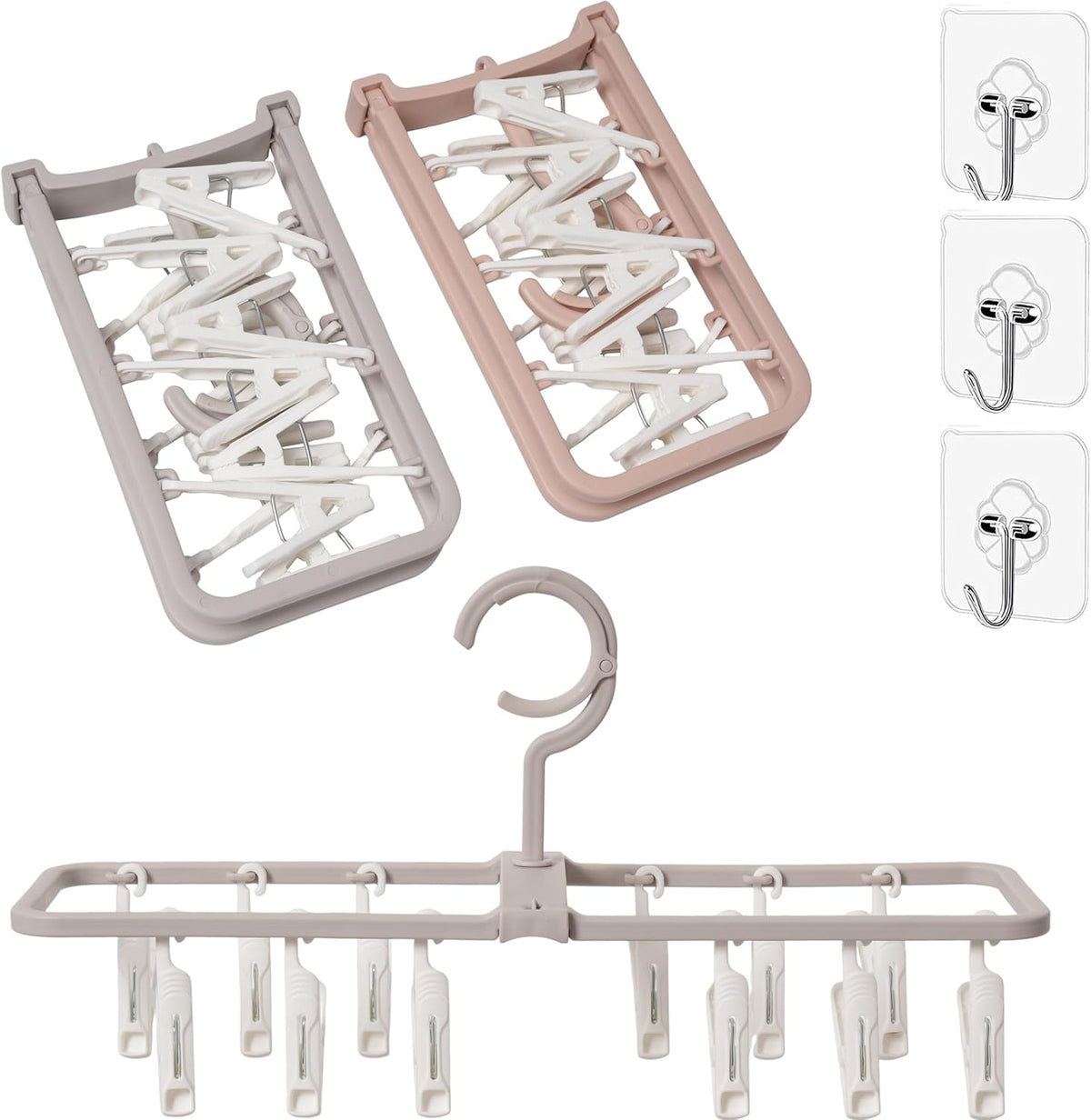 Clothes Drying Racks 2Pack Small Folding Portable Hangers with 12 Clips