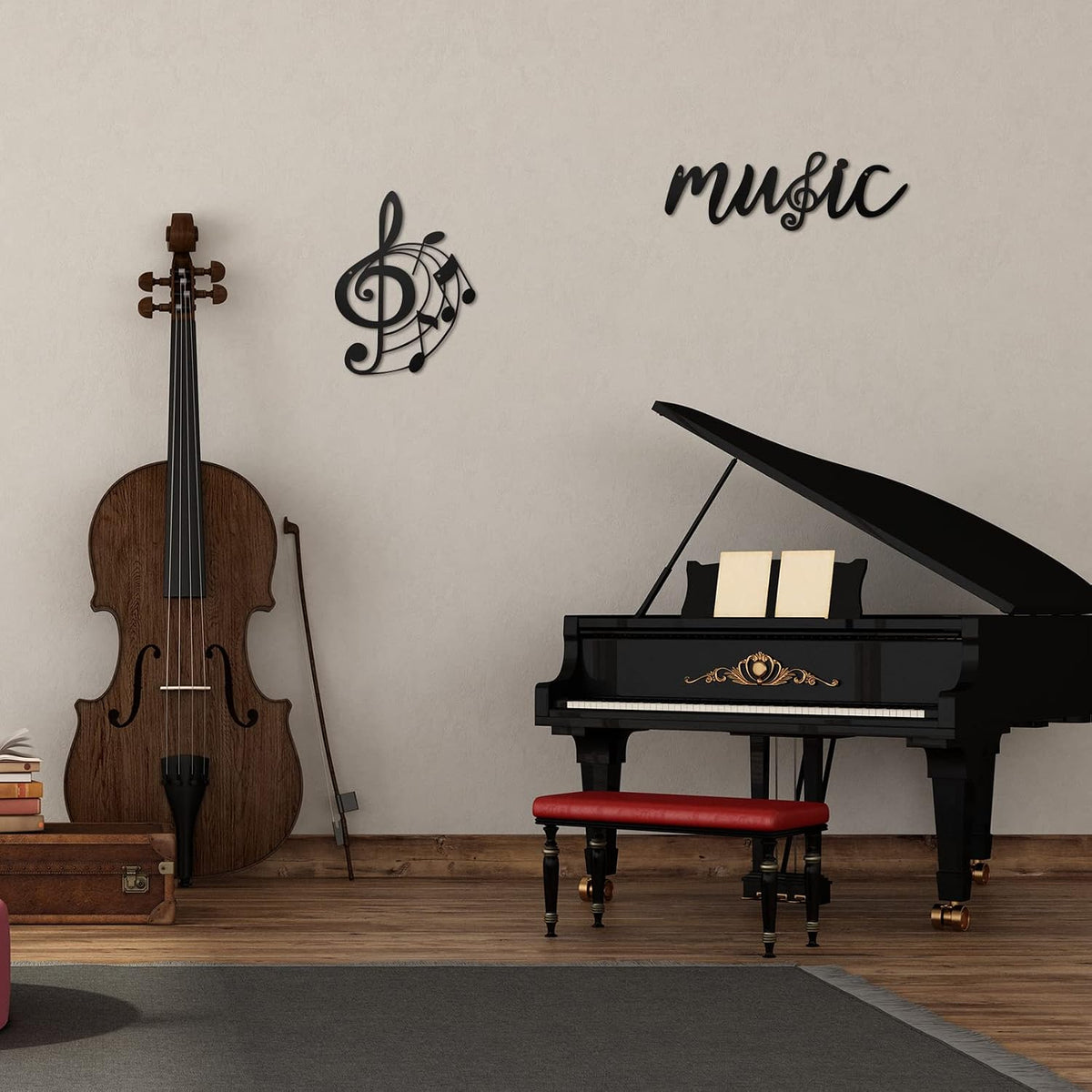 Zhengmy 2 Pcs Metal Music Note Wall Decor Musical Notes Art Sign Decoration