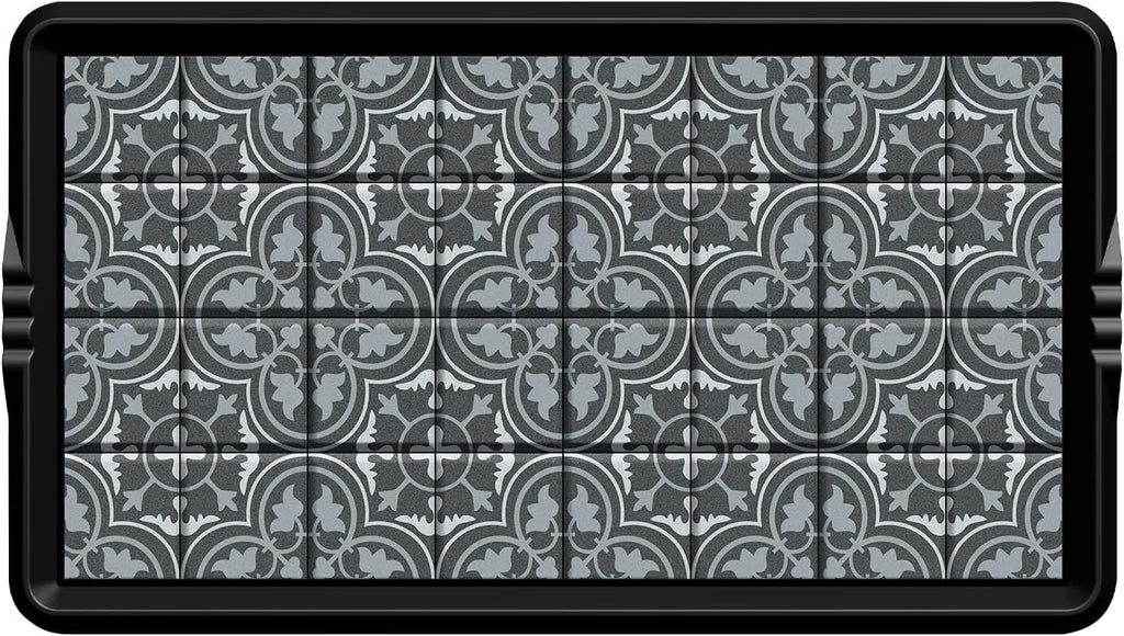 BEHERO Boot Tray Shoe Mat Decorative Patterned, Rubber Boot Matt Tray Indoor and Outdoor Use, 16" x27.5" Shoe Cleaning Mat Non-Slip, Shoe Storage Waterproof with Artistic Prints for Entryway(Gray)
