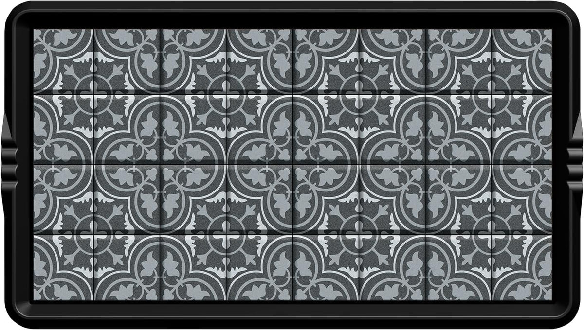 BEHERO Boot Tray Shoe Mat Decorative Patterned, Rubber Boot Matt Tray Indoor and Outdoor Use, 16" x27.5" Shoe Cleaning Mat Non-Slip, Shoe Storage Waterproof with Artistic Prints for Entryway(Gray)