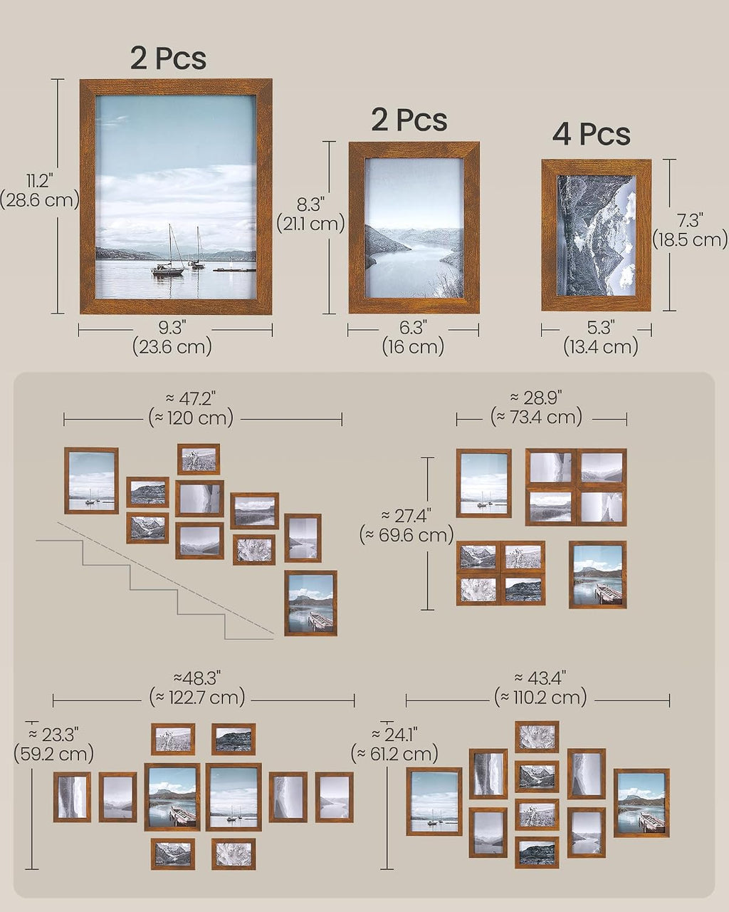 SONGMICS Collage Picture Frames, Set of 10, Glass