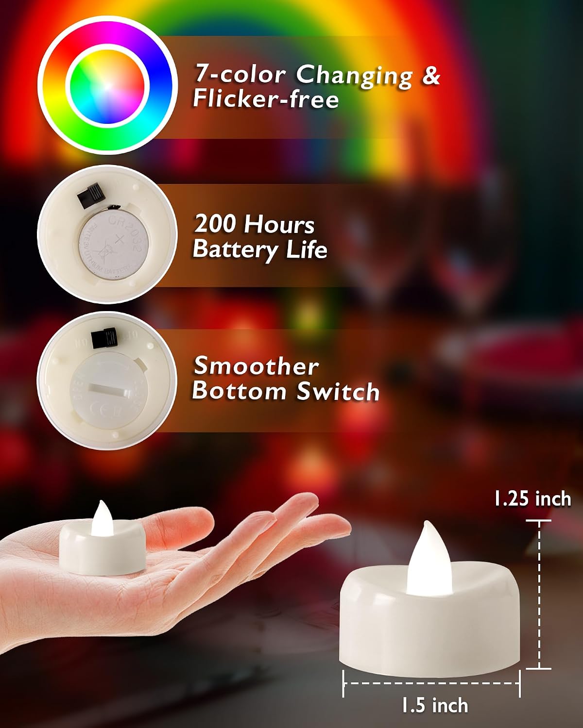 Raycare LED Tea Lights, Battery Operated 200+Hour Flameless Votive Candles