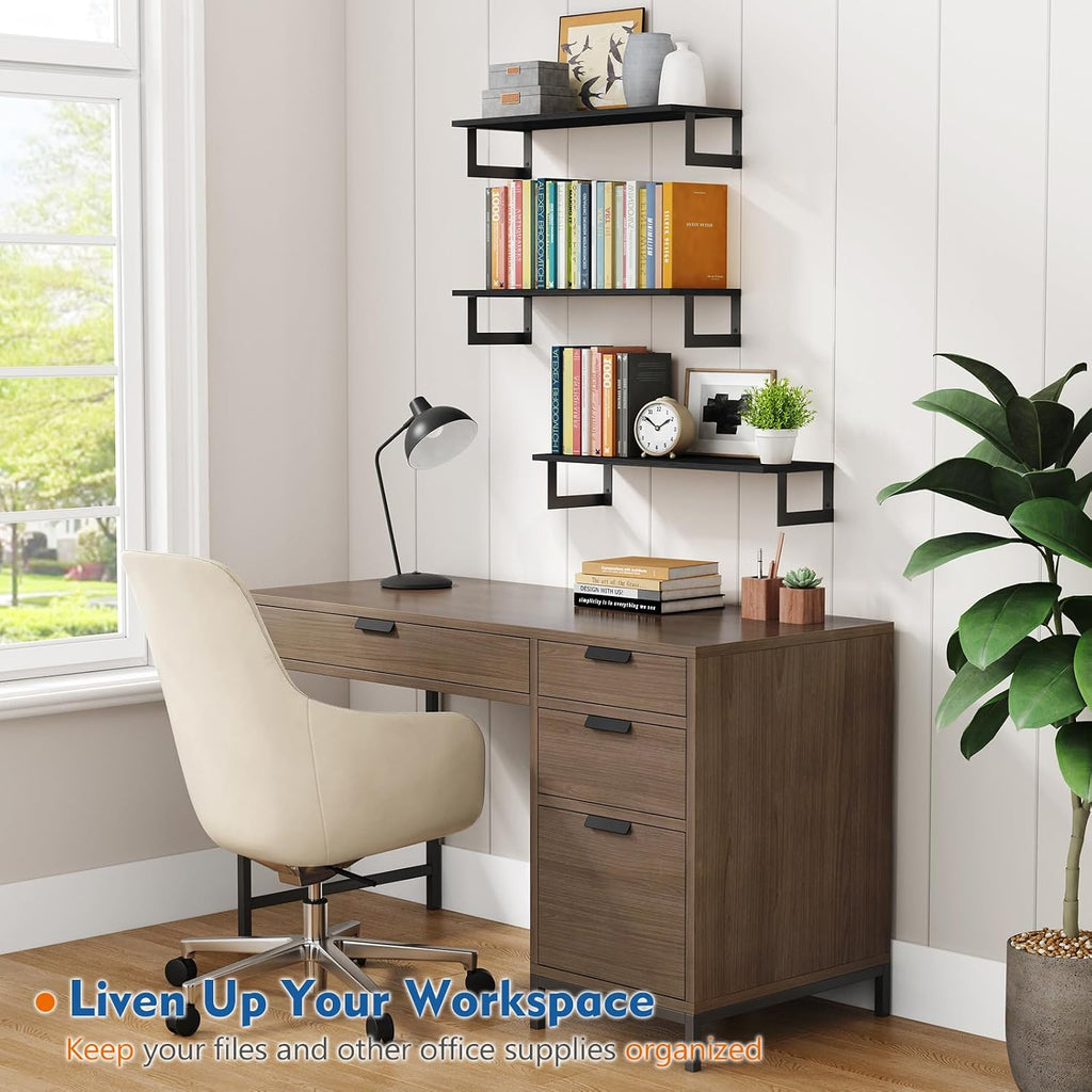 Black Wall Shelves for Bedroom 24 Inch Long, 8 In Deep Floating Shelves