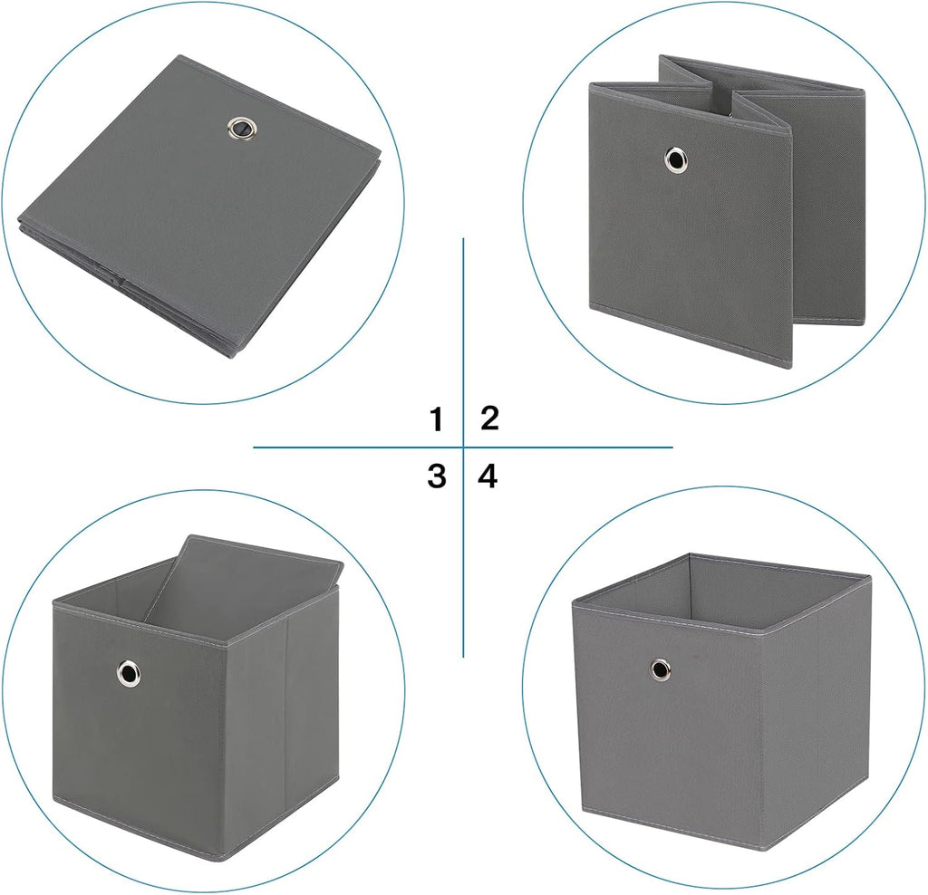 Fabric Cubes Storage Containers ,11 Inch Cloth Storage Cube Foldable Storage Bins Cubes Organizer Baskets with Dual Handles for Shelf Closet Set of 3,(Grey)