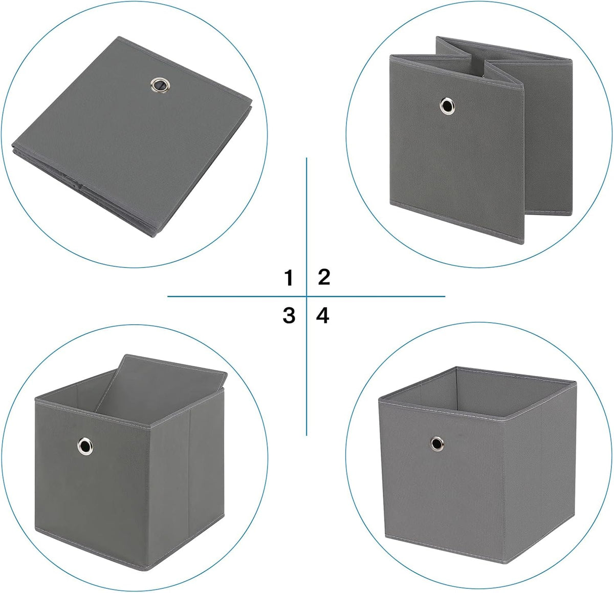Fabric Cubes Storage Containers ,11 Inch Cloth Storage Cube Foldable Storage Bins Cubes Organizer Baskets with Dual Handles for Shelf Closet Set of 3,(Grey)