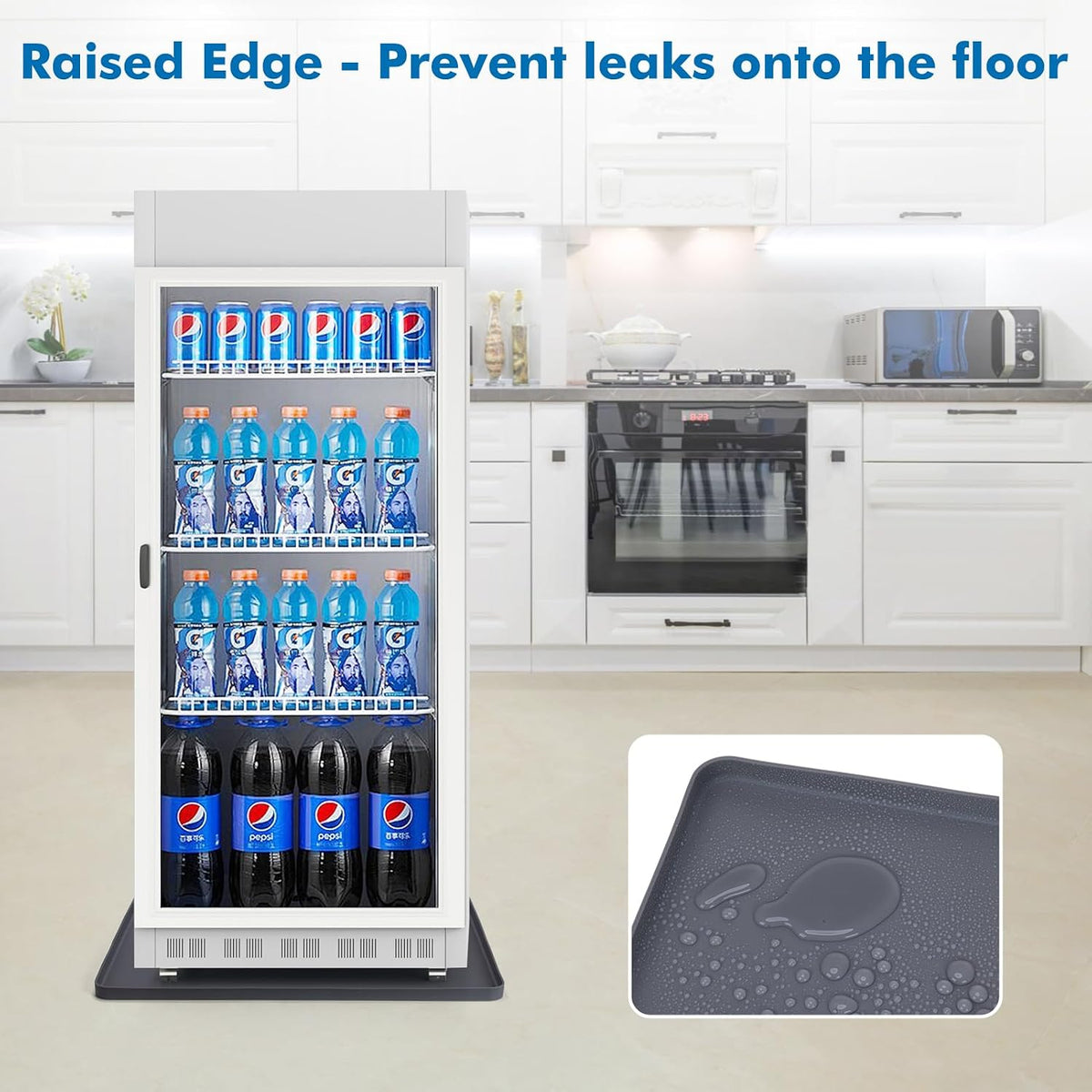 23.3"x23.3"x0.8" Silicone Mini Fridge Mat, AC Drip Pan Protector, Grey