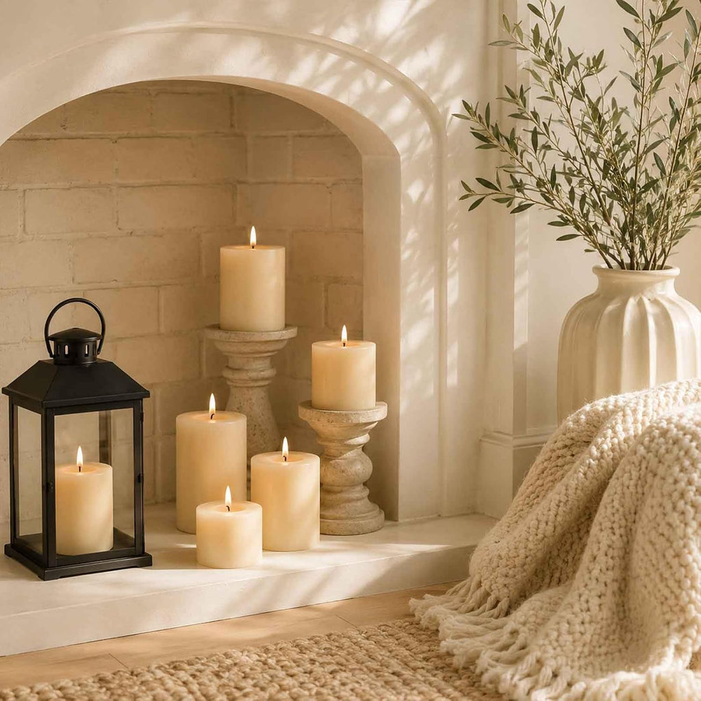 Soy Wax Cream White Pillar Candles,Non-Toxic, 2.8x4 Inch,6 Pack,330 H Burn