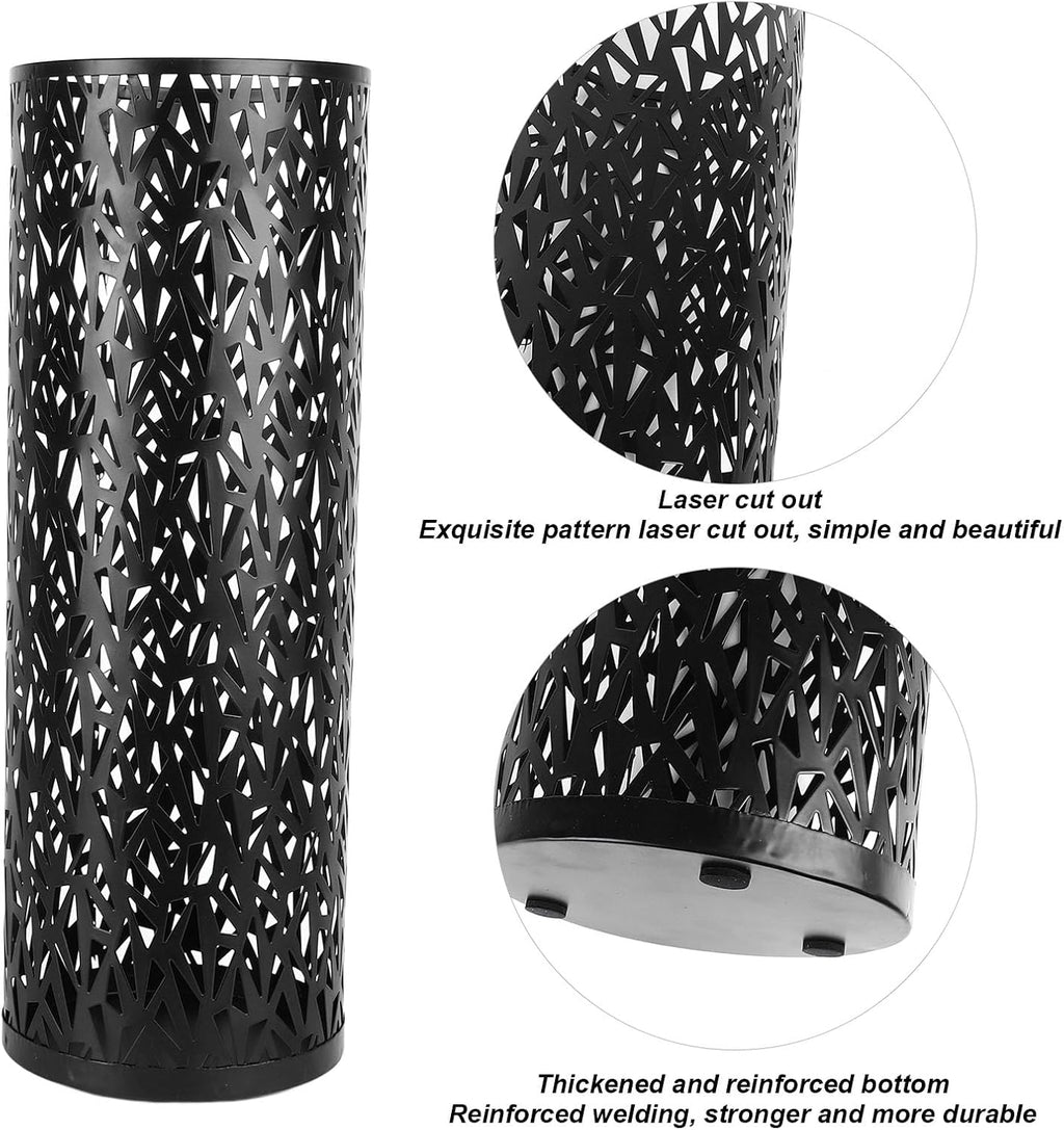 Umbrella Stand Rack for Entryway, Metal Hollowed Freestanding Umbrella Holder, Rain Collection Umbrella Organizer Bin for Can Walking Stick, Home Office Decor, Large