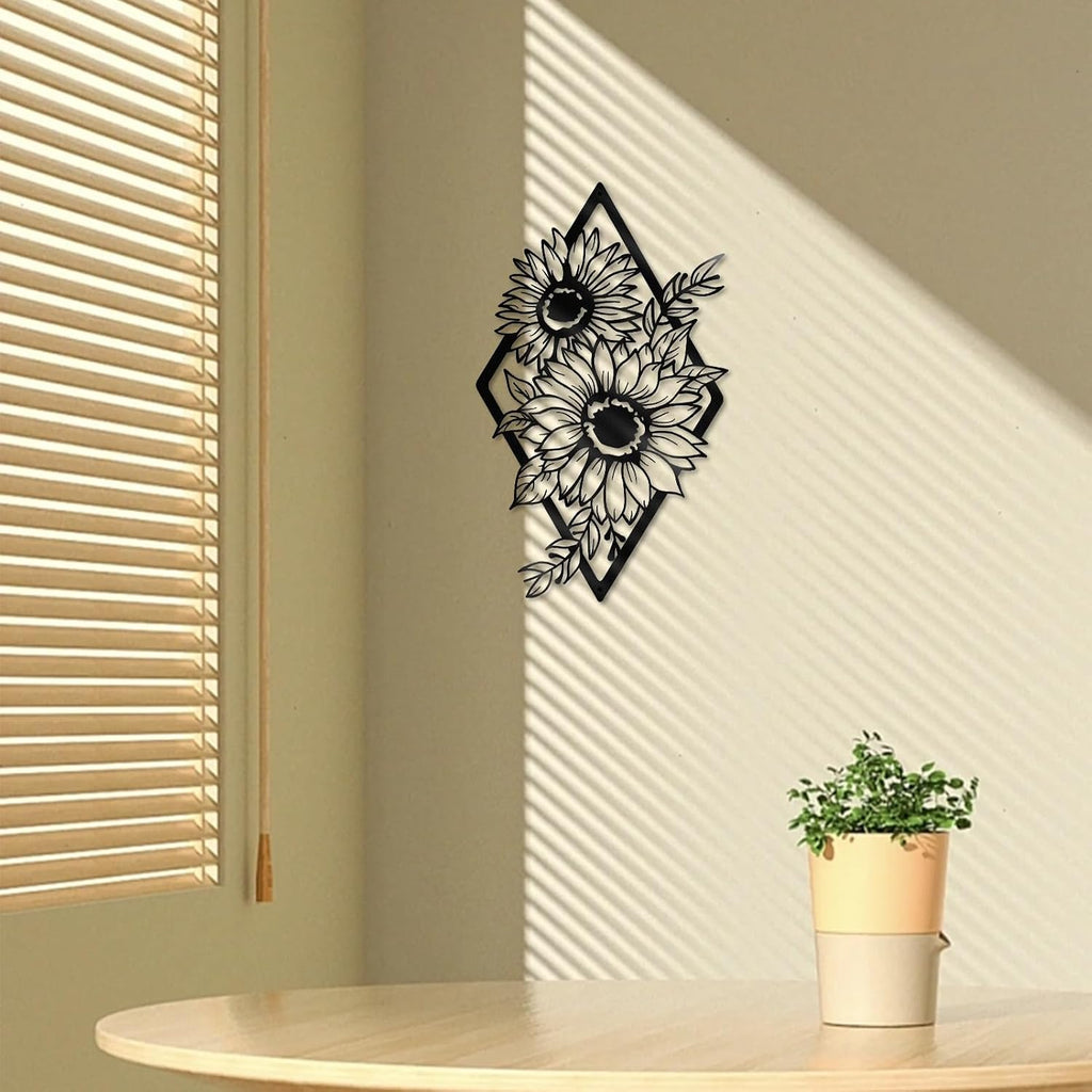 ruelen Metal Sunflower Wall Art,Boho Floral Wall Decor Home Decor