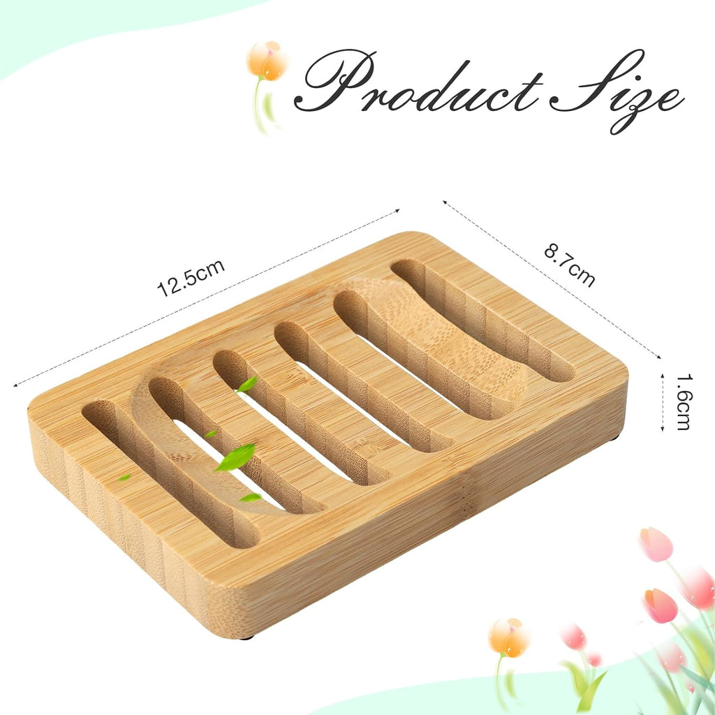 Wooden Soap Dish, Bamboo Soap Holder for Shower, Self Draining Tray
